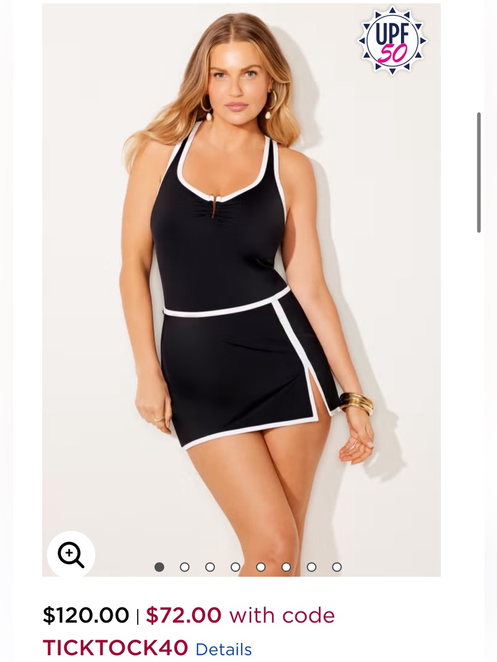 Swimsuits For All Black One-Piece with White Contrast Trim (Both Pieces)